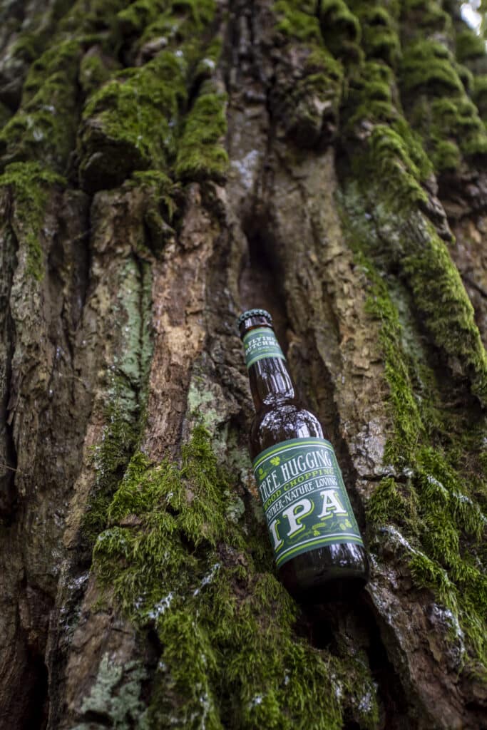 A craft beer set inside a tree.