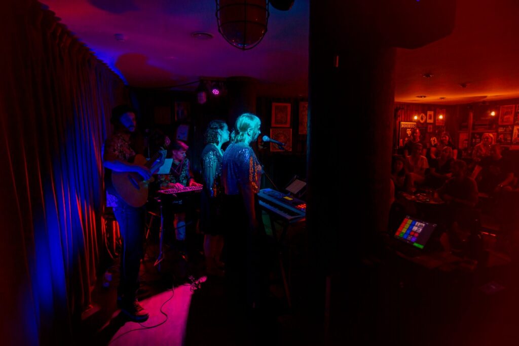 Concert on stage in front of live audience in Heldeke, Kalamaja, Tallinn, Estonia.