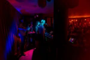 Concert on stage in front of live audience in Heldeke, Kalamaja, Tallinn, Estonia.